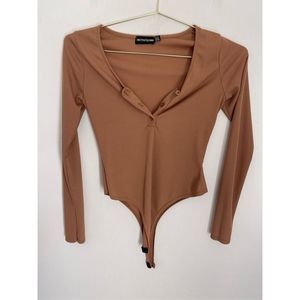 PRETTYLITTLETHING Ribbef Bodysuit Size 6